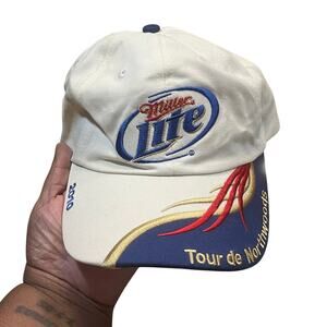 Vintage Miller Lite Tour De Northwoods Hat Mercer WI Racing Logo Cap Dad Hat